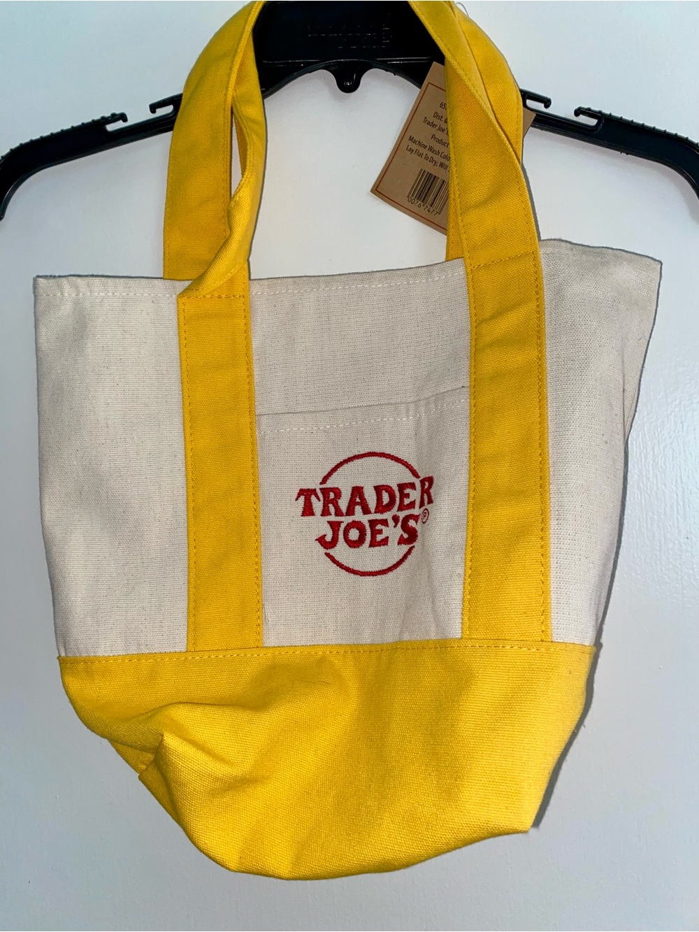 Trader Joe's Yellow & Cream Canvas mini Tote